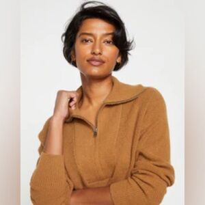 Universal Standard Blanket Half-Zip Sweater Cider Tan